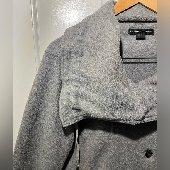 Elena Solano Gray Fleece Women’s Jacket Button Front - Picture 4 of 6